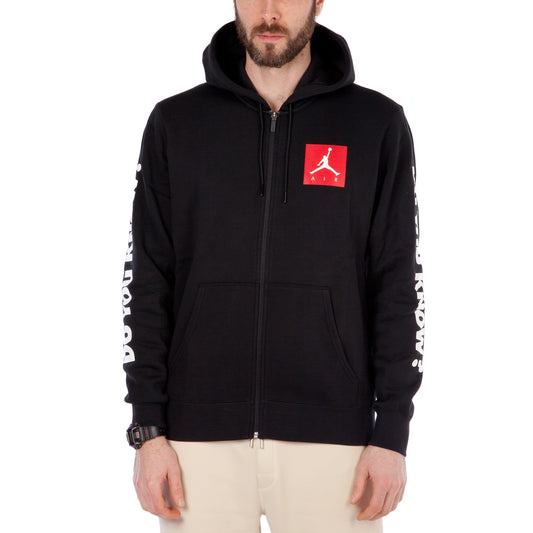 Nike Air Jordan 3 Flight Fleece Full-Zip Hoodie (Black / University Red / White)