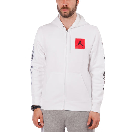 Nike Air Jordan 3 Flight Fleece Full-Zip Hoodie (White / University Red / Black)